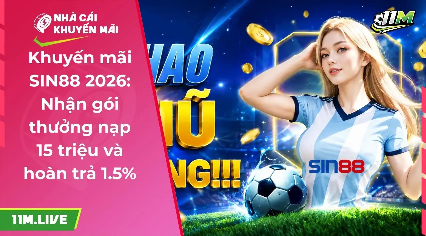 Khuyến mãi SIN88 2026: Nhận thưởng nạp 15 triệu và hoàn trả 1.5%
